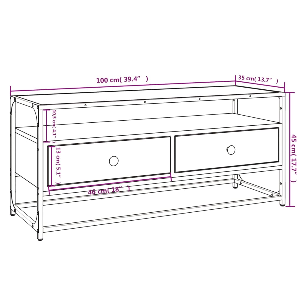 Dulap TV, negru, 100x35x45 cm, lemn prelucrat GartenMobel Dekor