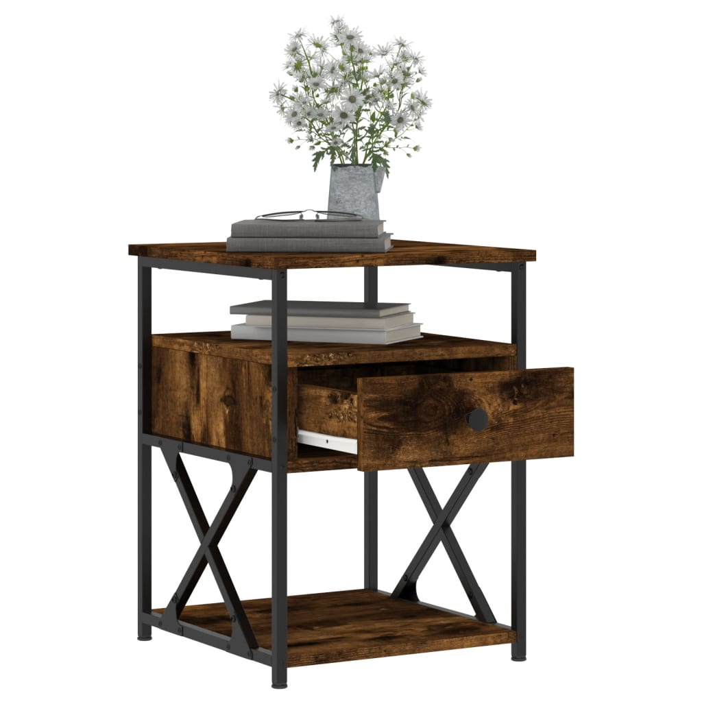 Noptieră, stejar fumuriu, 40x42x55 cm, lemn prelucrat GartenMobel Dekor