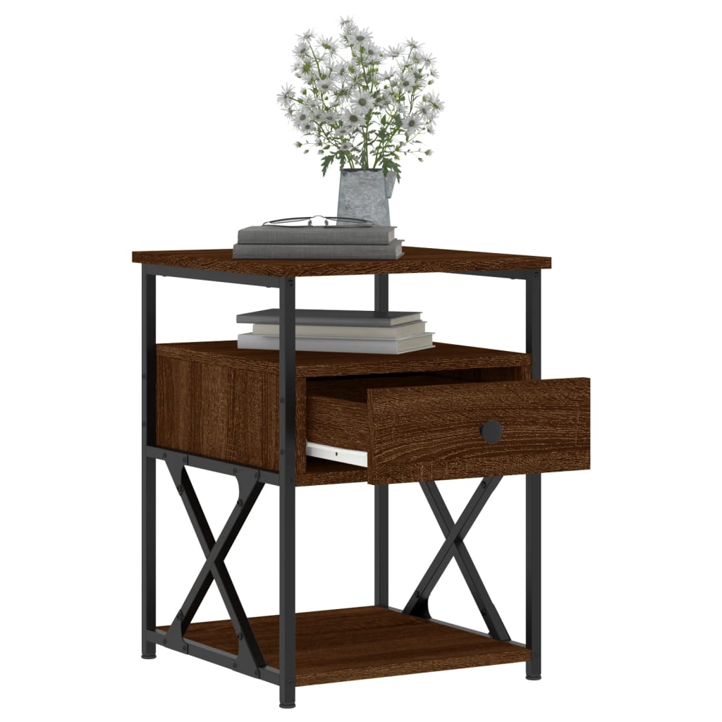 Noptiere, 2 buc., stejar maro, 40x42x55 cm, lemn compozit GartenMobel Dekor