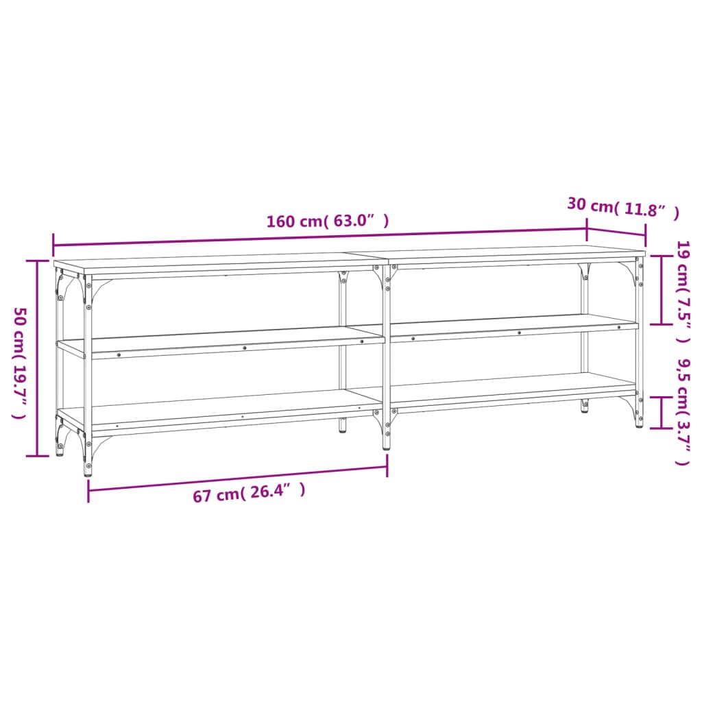Comodă TV, gri sonoma, 160x30x50 cm, lemn prelucrat GartenMobel Dekor