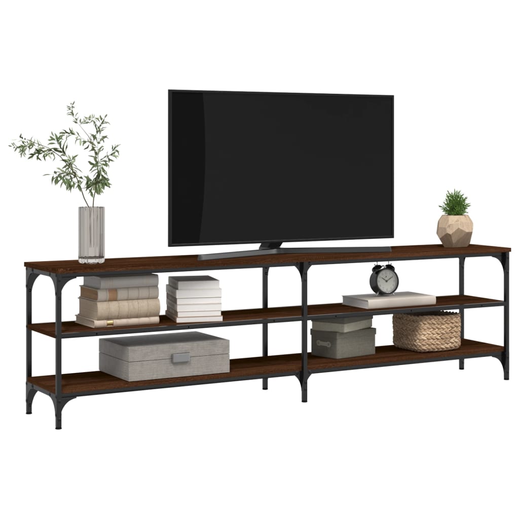 Comodă TV, stejar maro, 180x30x50 cm lemn prelucrat și metal GartenMobel Dekor
