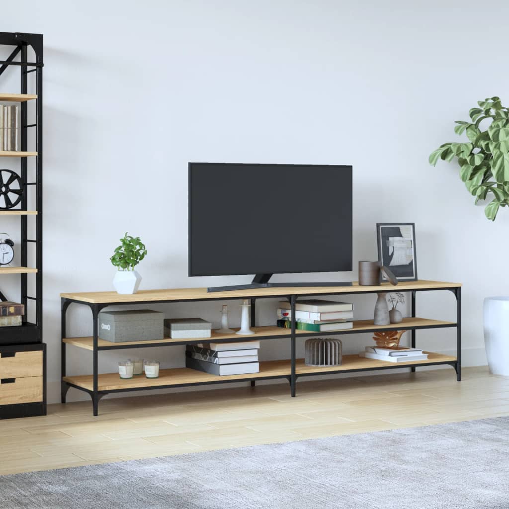 Comodă TV, stejar sonoma, 200x30x50 cm, lemn prelucrat și metal GartenMobel Dekor