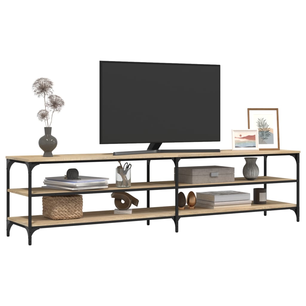 Comodă TV, stejar sonoma, 200x30x50 cm, lemn prelucrat și metal GartenMobel Dekor