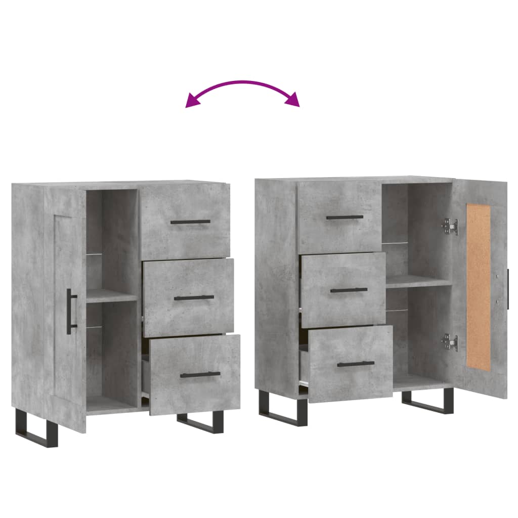 Servantă, gri beton, 69,5x34x90 cm, lemn compozit GartenMobel Dekor