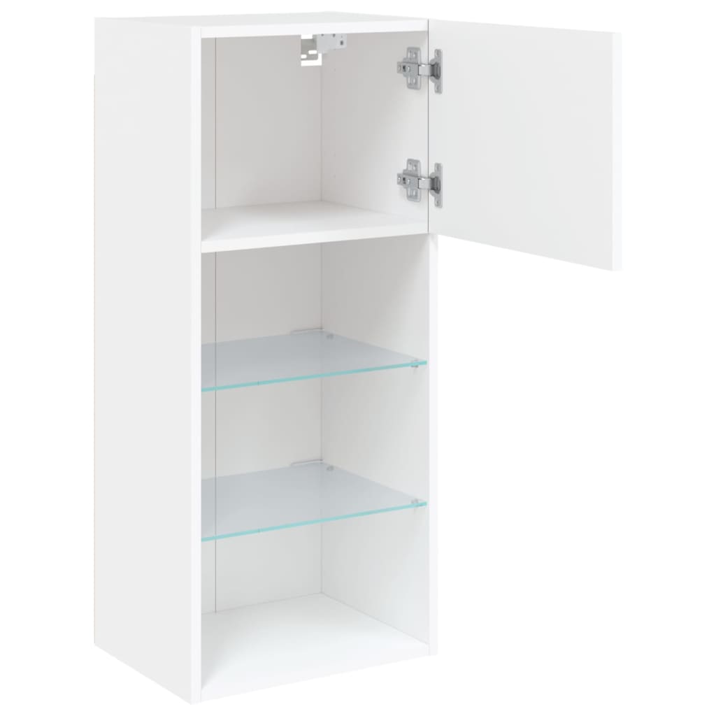 Comodă TV cu lumini LED, alb, 40,5x30x90 cm GartenMobel Dekor