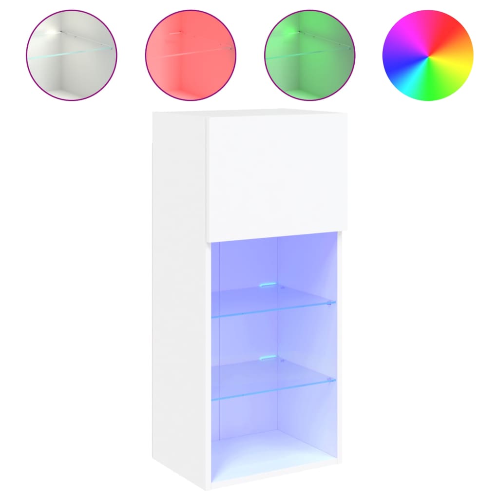 Comodă TV cu lumini LED, alb, 40,5x30x90 cm GartenMobel Dekor