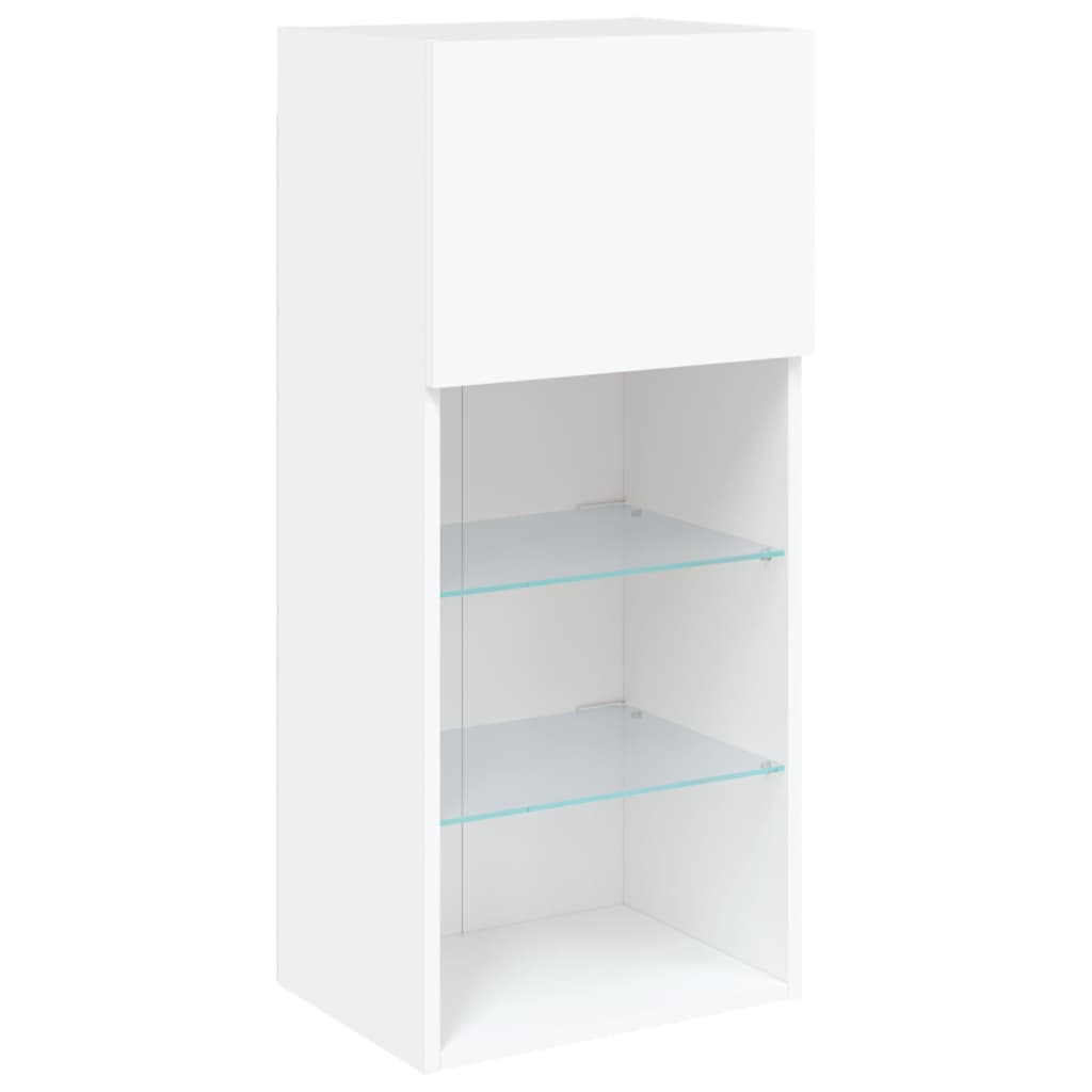 Comodă TV cu lumini LED, alb, 40,5x30x90 cm GartenMobel Dekor