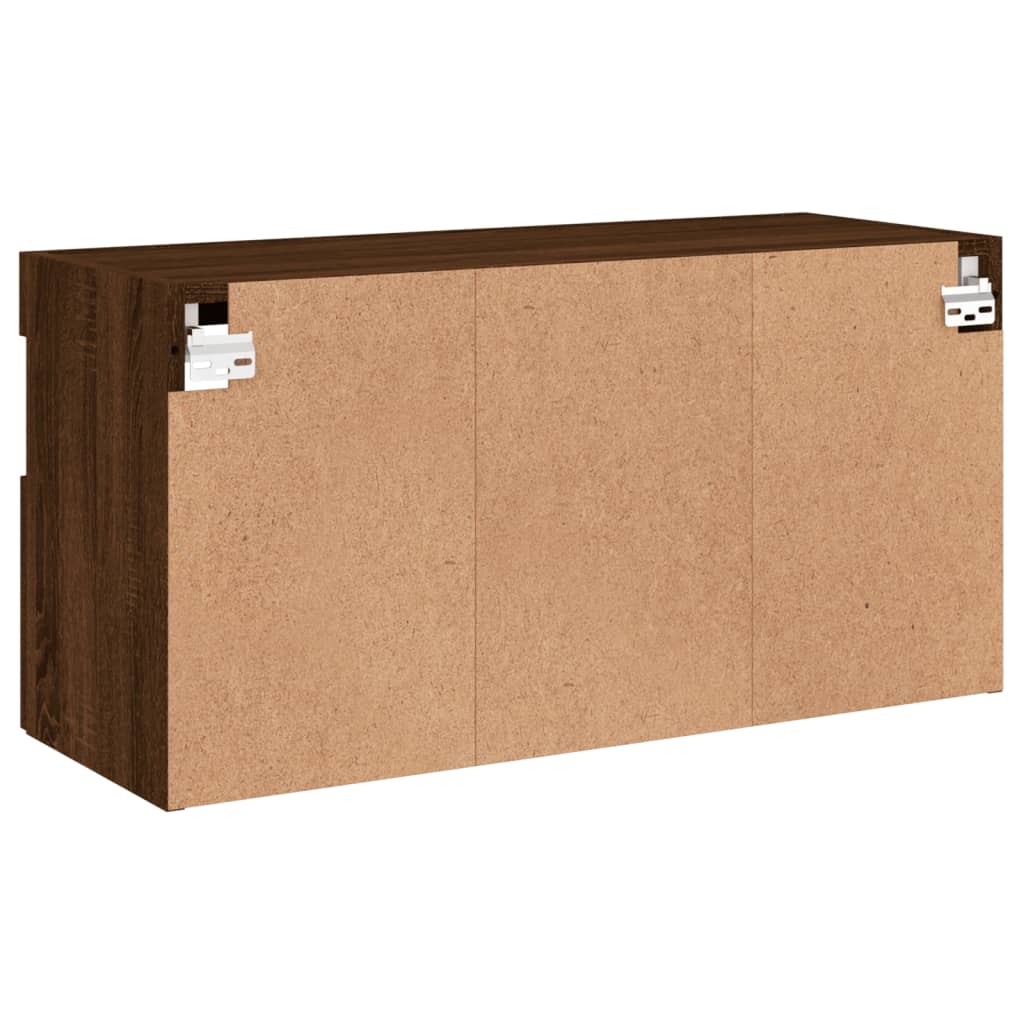 Comodă TV de perete cu lumini LED, stejar maro, 80x30x40 cm GartenMobel Dekor