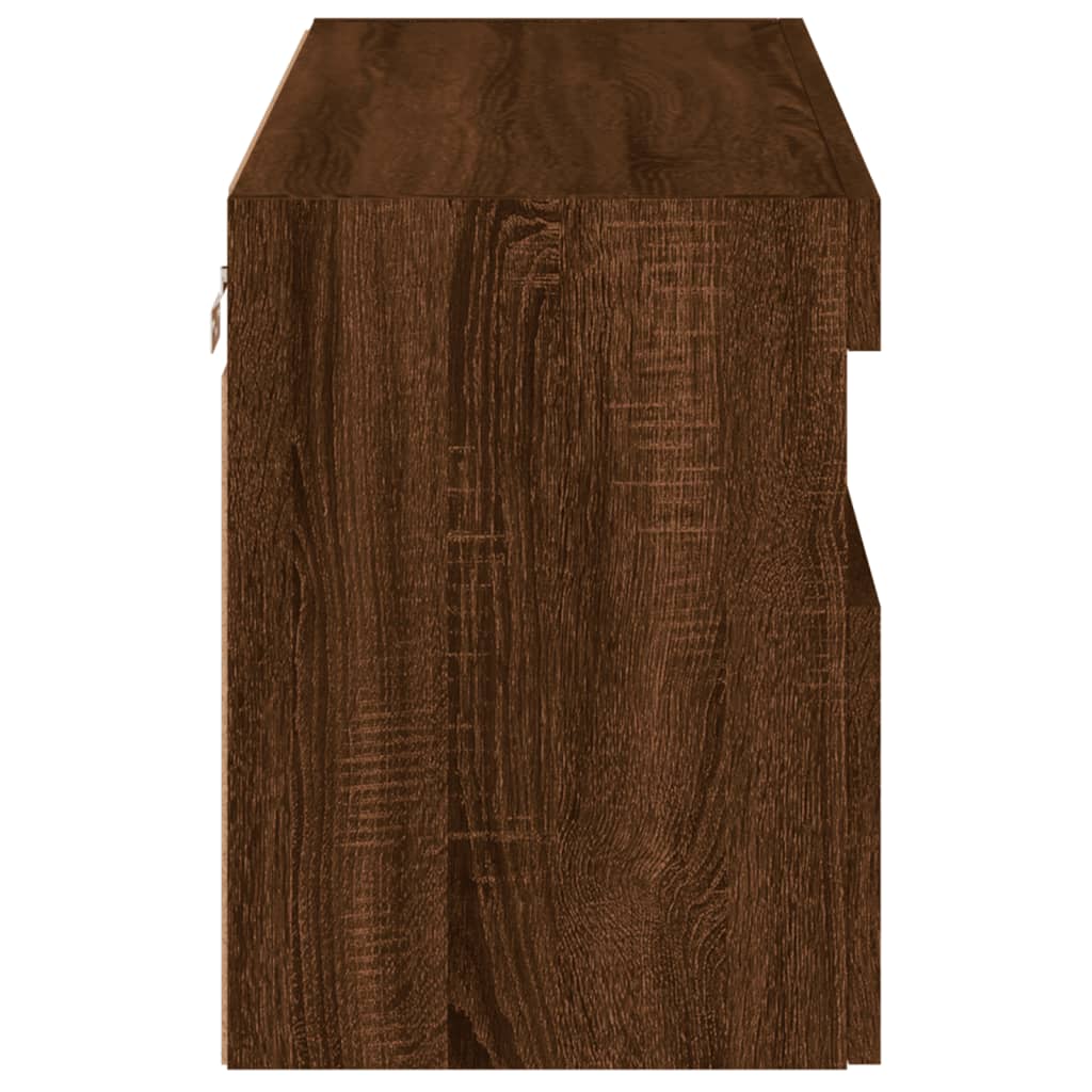 Comodă TV de perete cu lumini LED, stejar maro, 80x30x40 cm GartenMobel Dekor