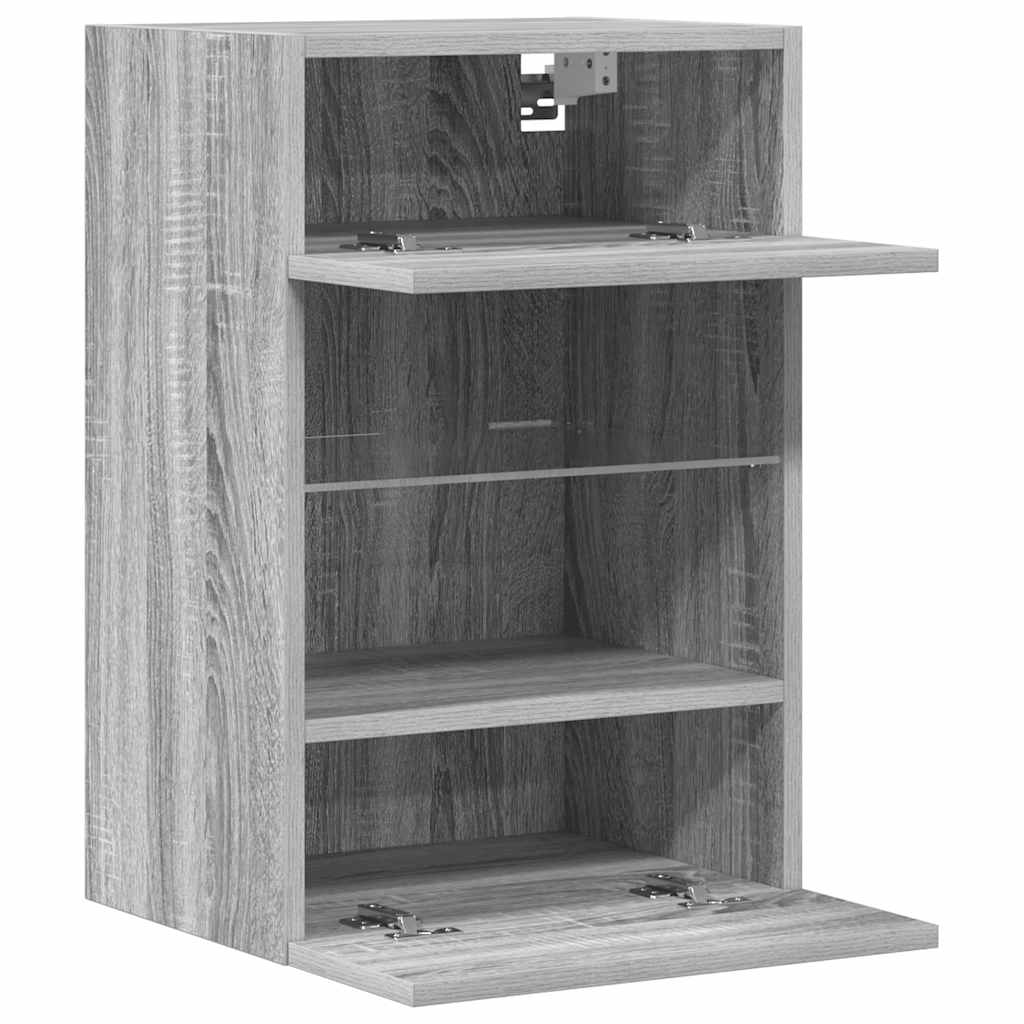 Comode de perete cu lumini LED pentru TV, 2 buc, gri sonoma, 40x30x60,5 cm GartenMobel Dekor