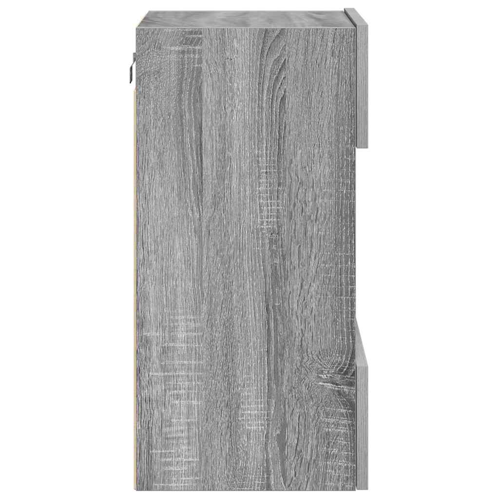 Comode de perete cu lumini LED pentru TV, 2 buc, gri sonoma, 40x30x60,5 cm GartenMobel Dekor