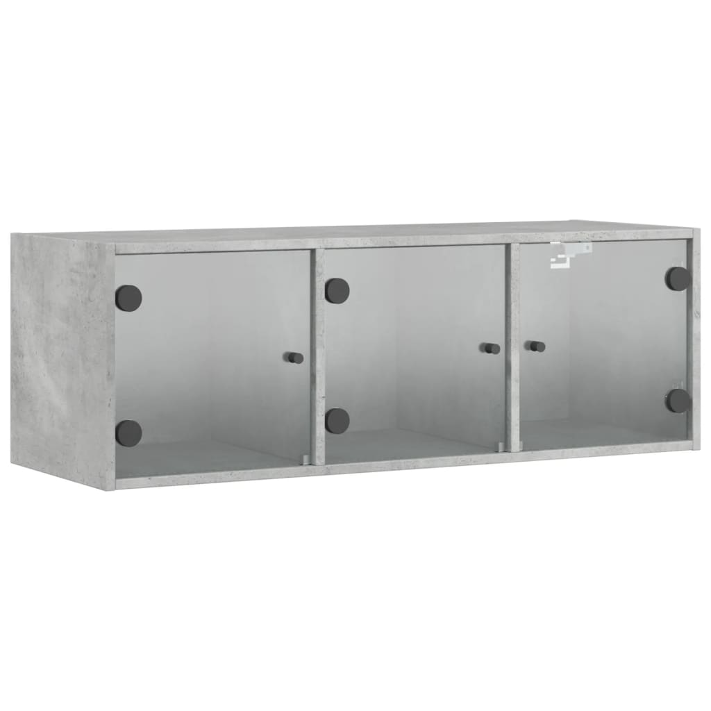 Dulap de perete cu uși din sticlă, gri beton, 102x37x35 cm GartenMobel Dekor