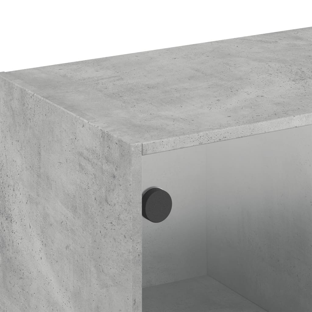 Dulap de perete cu uși din sticlă, gri beton, 102x37x35 cm GartenMobel Dekor