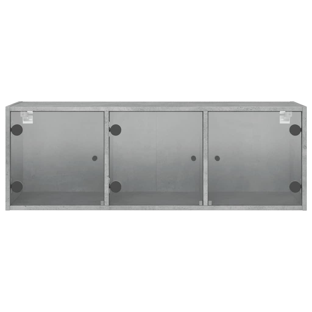 Dulap de perete cu uși din sticlă, gri beton, 102x37x35 cm GartenMobel Dekor