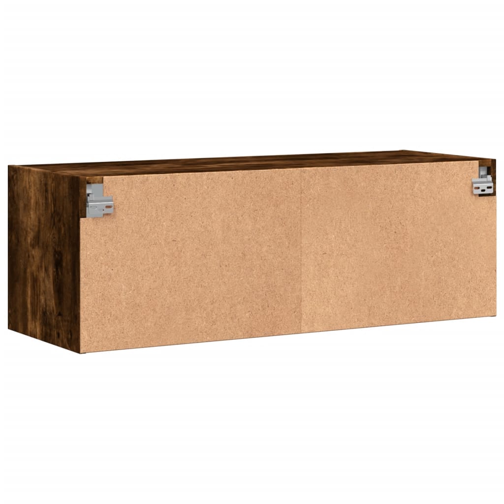 Dulap de perete cu uși din sticlă, stejar fumuriu,102x37x35 cm GartenMobel Dekor