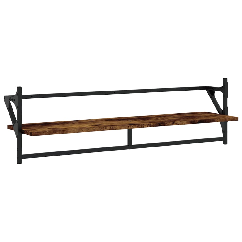Set rafturi de perete cu bare, 6 buc., stejar fumuriu, lemn GartenMobel Dekor