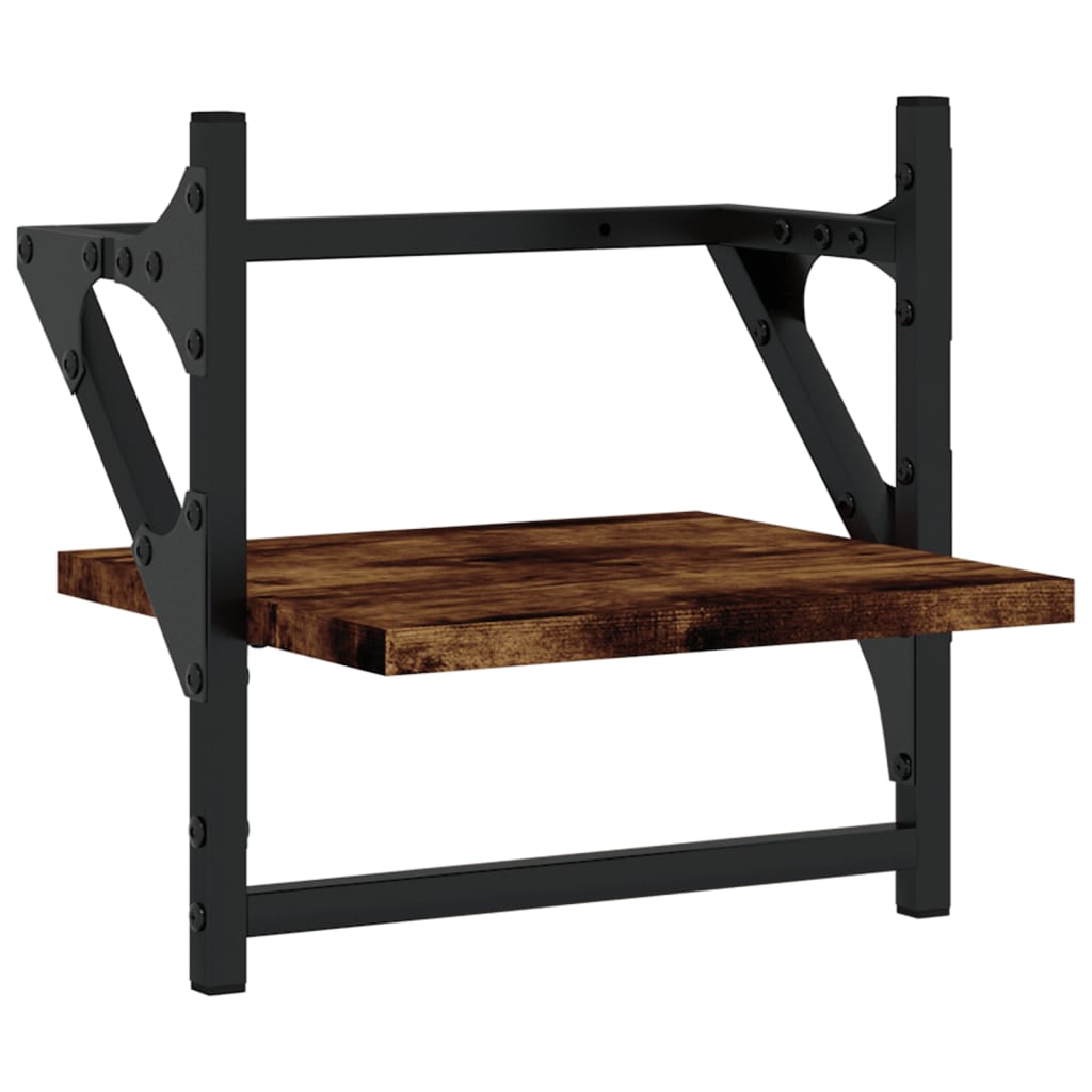 Set rafturi de perete cu bare, 6 buc., stejar fumuriu, lemn GartenMobel Dekor