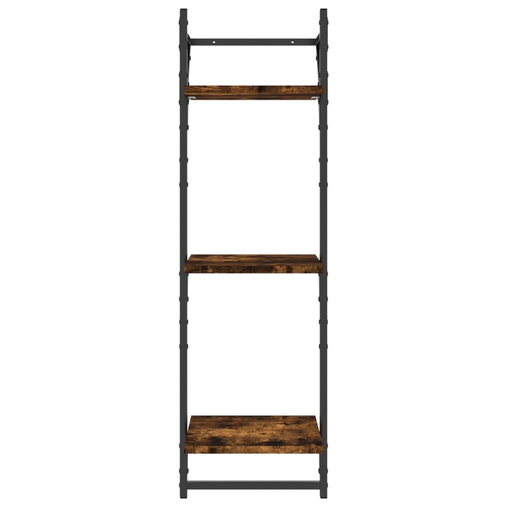 Set rafturi de perete cu bare, 6 buc., stejar fumuriu, lemn GartenMobel Dekor