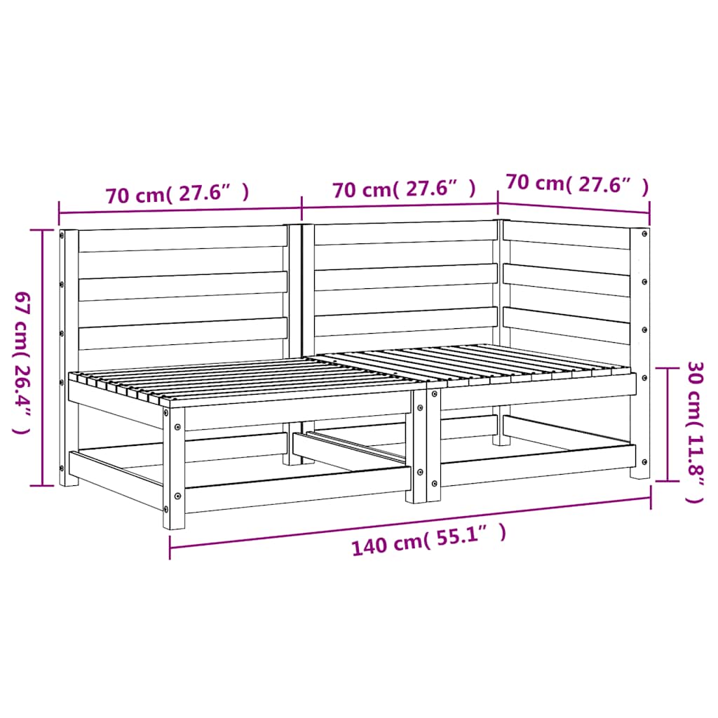Canapea de grădină cu 2 locuri, alb, lemn masiv de pin GartenMobel Dekor