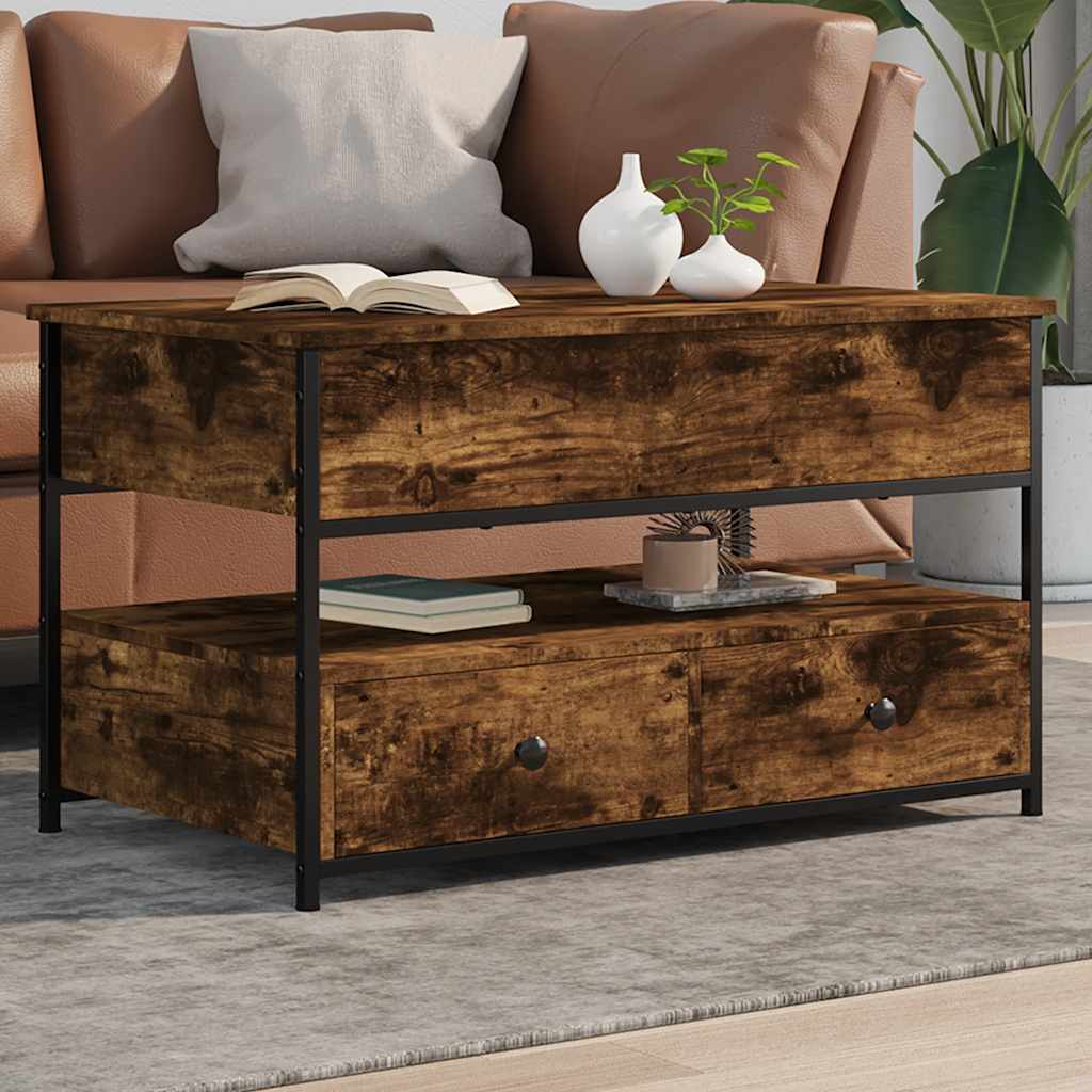 Măsuță de cafea stejar fumuriu 85x50x50 cm lemn prelucrat/metal GartenMobel Dekor