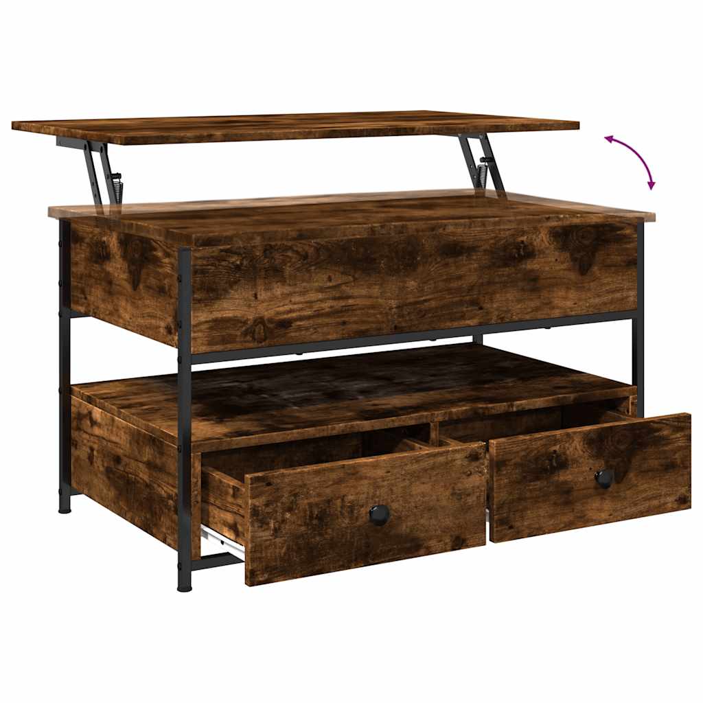 Măsuță de cafea stejar fumuriu 85x50x50 cm lemn prelucrat/metal GartenMobel Dekor