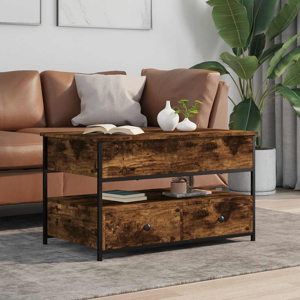 Măsuță de cafea stejar fumuriu 85x50x50 cm lemn prelucrat/metal GartenMobel Dekor