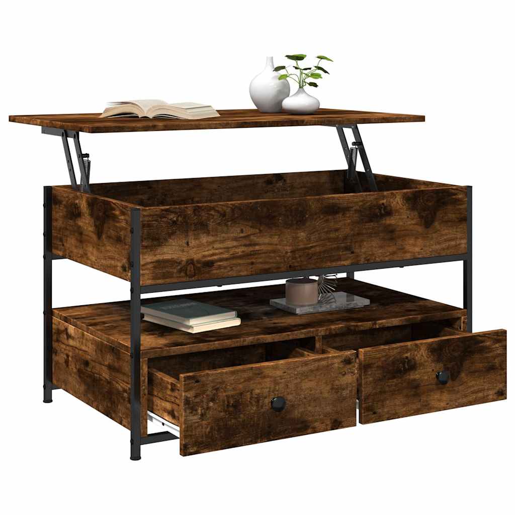Măsuță de cafea stejar fumuriu 85x50x50 cm lemn prelucrat/metal GartenMobel Dekor