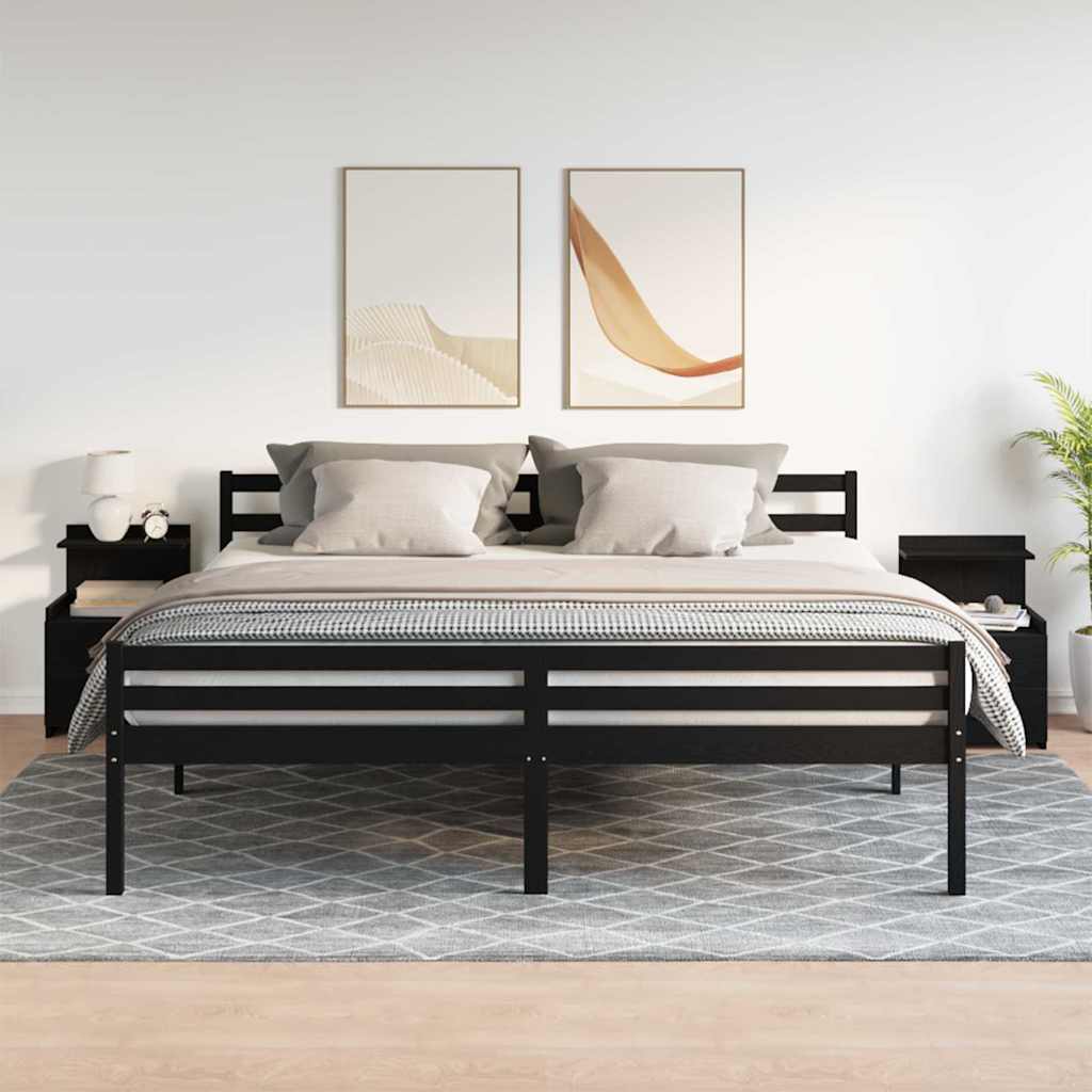 Noptiere 2 buc. cu 2 sertare, negru, 40x36,5x62 cm GartenMobel Dekor