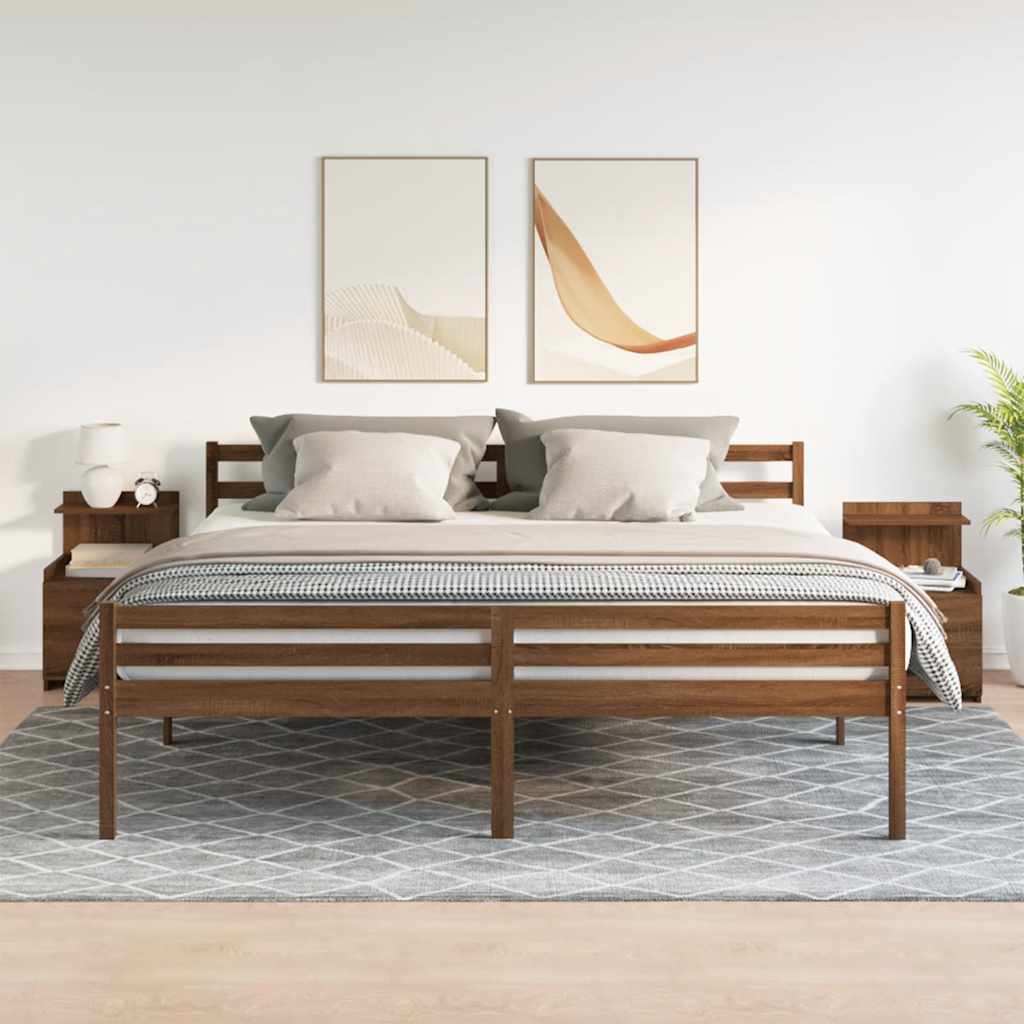 Noptiere 2 buc. cu 2 sertare, stejar maro, 40x36,5x62 cm GartenMobel Dekor