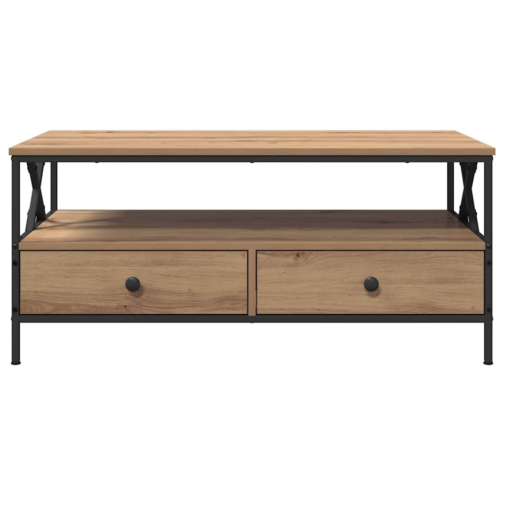 Masă de cafea stejar artizanal 100 x 51 x 45 cm Lemn compozit GartenMobel Dekor