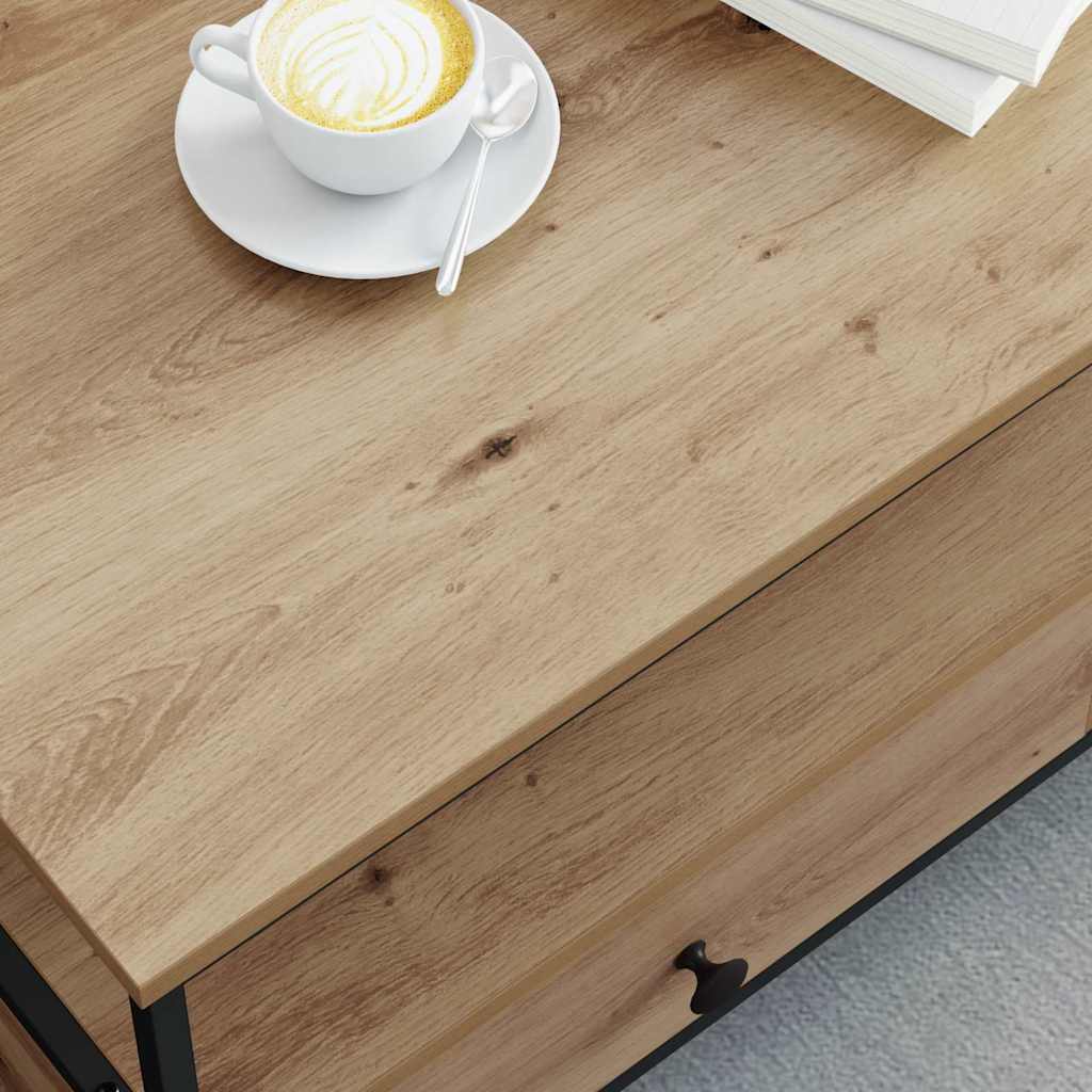 Masă de cafea stejar artizanal 100 x 51 x 45 cm Lemn compozit GartenMobel Dekor