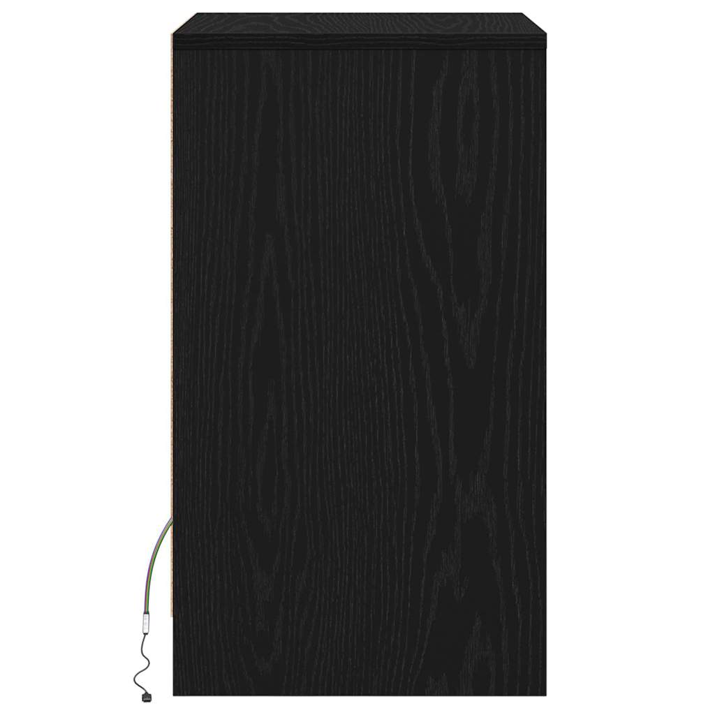 Noptieră LED cu sertar Stejar negru 38 x 34 x 61 cm PAL GartenMobel Dekor