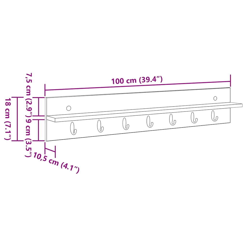 Răcător de paltoane montat pe perete Alb 100 x 10.5 x 18 cm GartenMobel Dekor