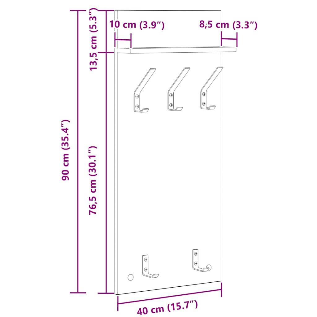 Răcător de paltoane montat pe perete Alb 90 x 40 x 10 cm GartenMobel Dekor