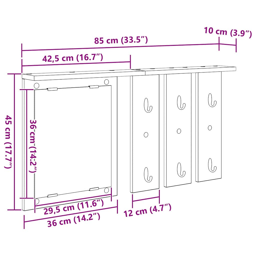 Răcător de paltoane montat pe perete Gri beton 85 x 10 x 45 cm GartenMobel Dekor