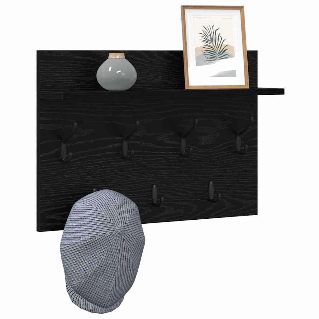 Răcător de paltoane montat pe perete cu raft Pe perete cu depozitare Stejar negru GartenMobel Dekor