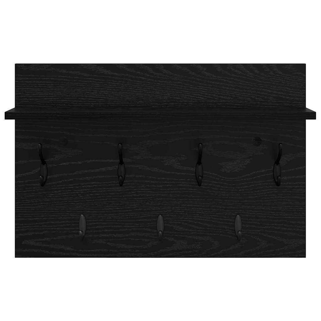 Răcător de paltoane montat pe perete cu raft Pe perete cu depozitare Stejar negru GartenMobel Dekor