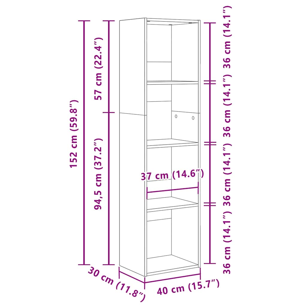 Bibliotecă Stejar negru 40 x 30 x 152 cm Lemn compozit GartenMobel Dekor