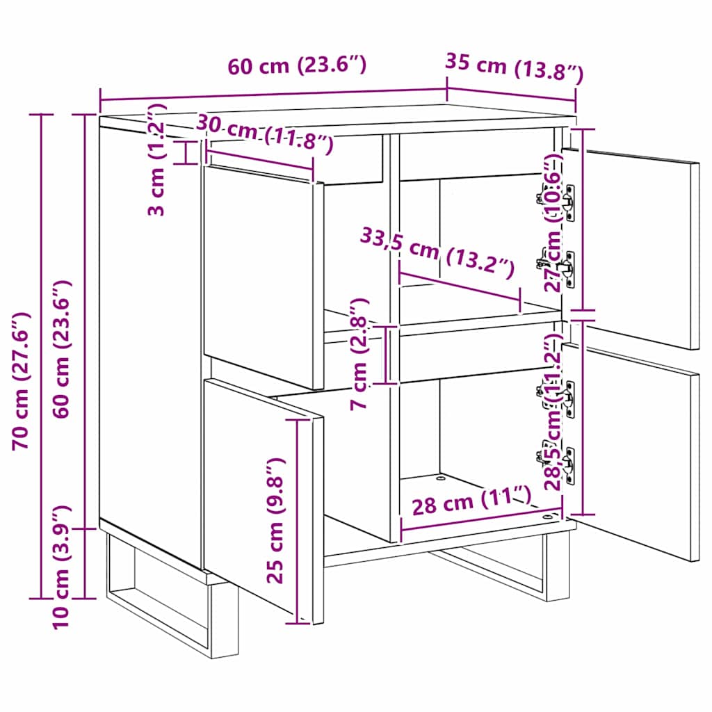 Bufet cu depozitare cu ușă Maro 60 x 35 x 70 cm Lemn compozit GartenMobel Dekor