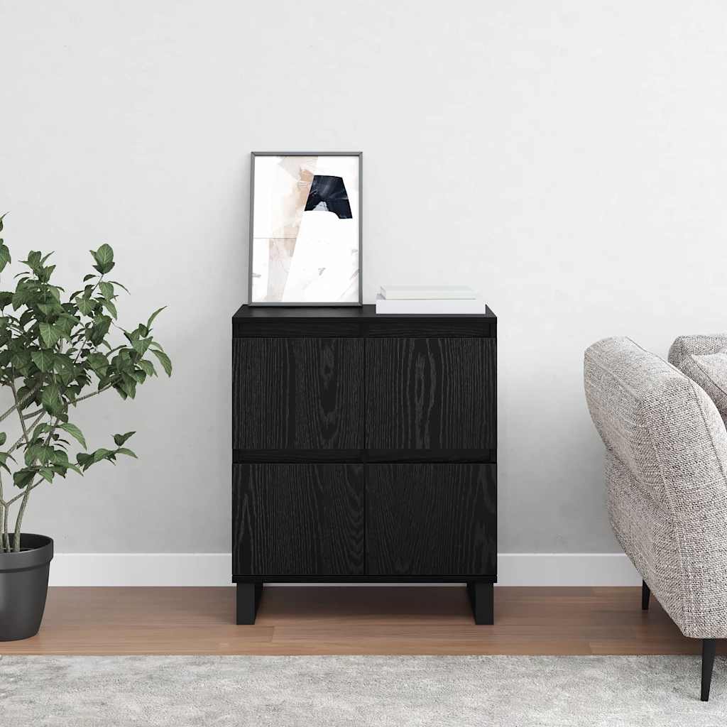 Bufet cu depozitare cu ușă Negru 60 x 35 x 70 cm Lemn compozit GartenMobel Dekor