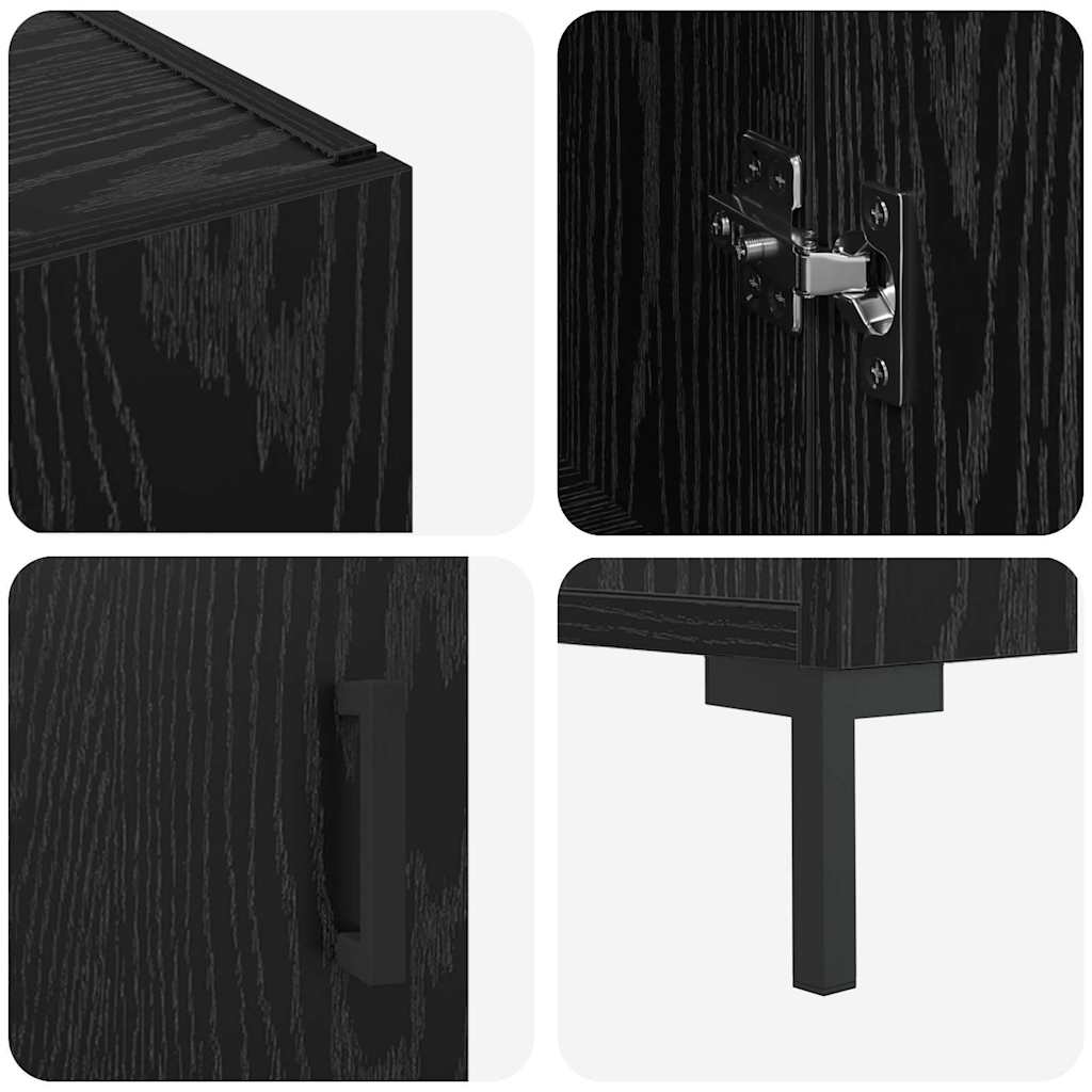 Bufet cu depozitare cu ușă Negru 90 x 34 x 80 cm Lemn compozit GartenMobel Dekor