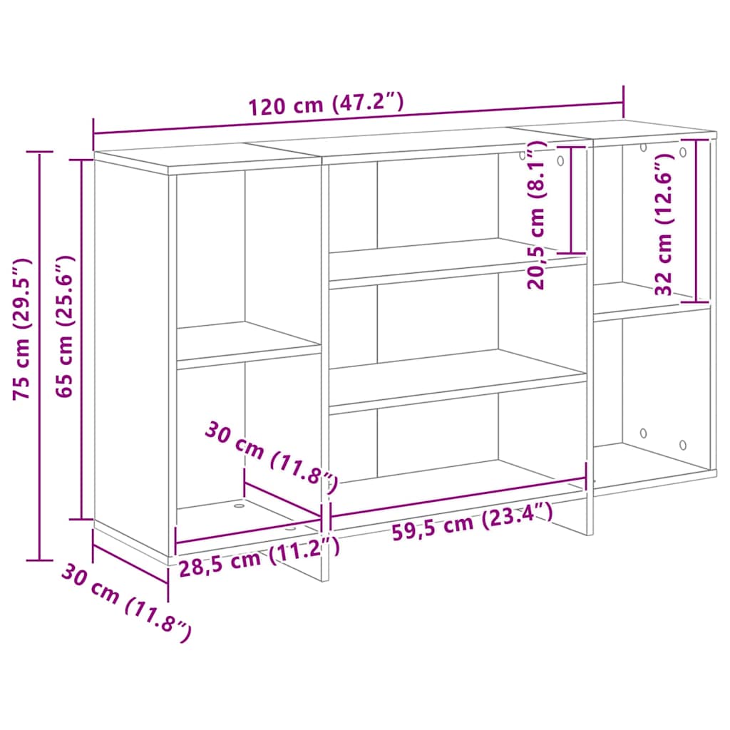 Bufet cu raft stejar artizanal 120 x 30 x 75 cm Lemn compozit GartenMobel Dekor