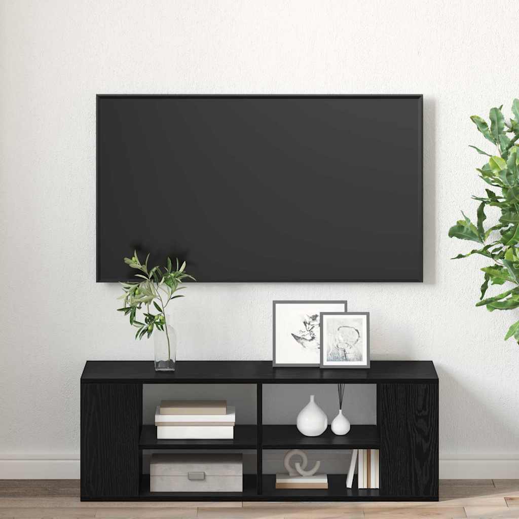 Cabinet TV cu raft Stejar negru 102 x 35 x 35 cm Lemn compozit GartenMobel Dekor