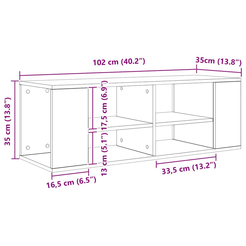 Cabinet TV stejar artizanal 102 x 35 x 35 cm Lemn compozit GartenMobel Dekor
