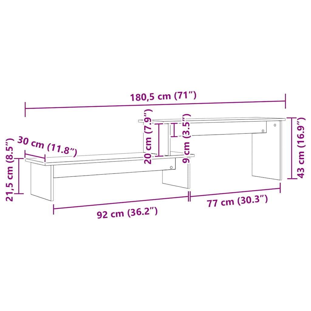 Cabinet TV stejar artizanal 180 x 30 x 43 cm Lemn compozit GartenMobel Dekor