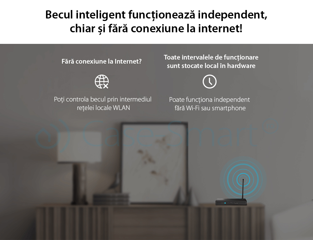 Bec inteligent LED Wireless Homeflow B-5003, E14, 5W, 400lm, dimabil, lumina calda/ rece, Control de pe telefonul mobil SmartElectro IntelligentHouse