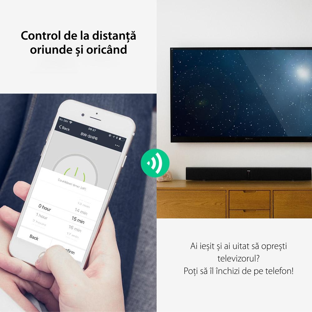 Priza inteligenta BlitzWolf BW-SHP6 Pro, Wi-Fi, Programabila, Monitorizare energie SmartElectro IntelligentHouse