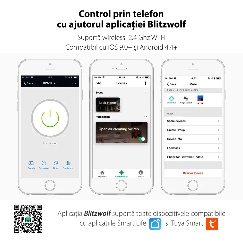 Priza inteligenta BlitzWolf BW-SHP6 Pro, Wi-Fi, Programabila, Monitorizare energie SmartElectro IntelligentHouse