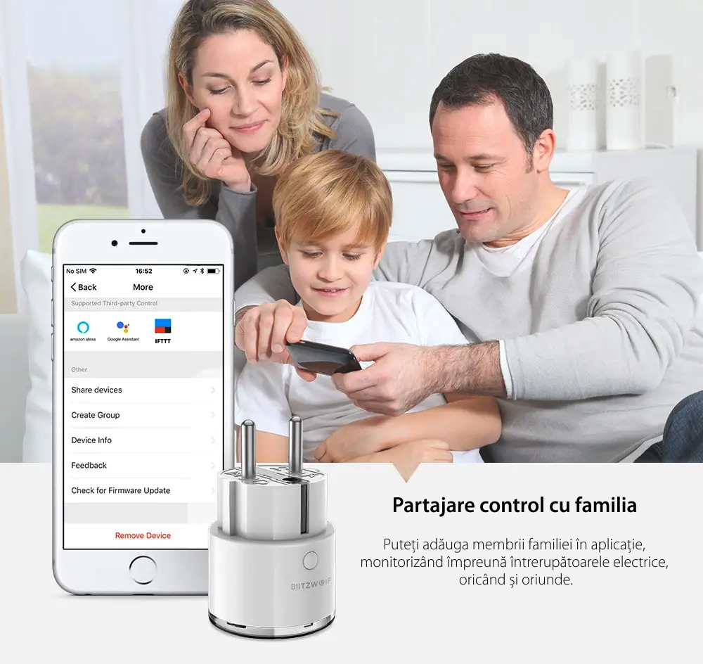 Priza inteligenta BlitzWolf BW-SHP6 Pro, Wi-Fi, Programabila, Monitorizare energie SmartElectro IntelligentHouse