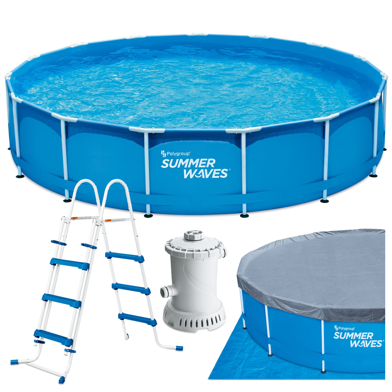 Piscina cadru metalic Summer Waves, 457×91 cm, 13.000 litri, cu toate accesoriile Household NewTrend